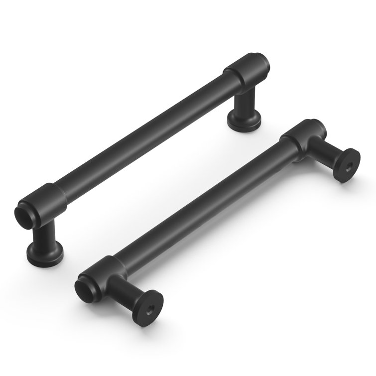 Matte Black Modern Industrial Bar Pull with Mounting Hardware