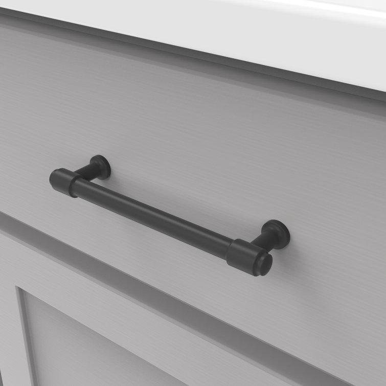 Matte Black Modern Industrial Bar Pull with Mounting Hardware