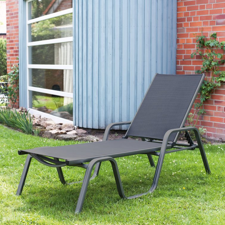 Gray Aluminum Outdoor Stackable Chaise Lounge Set