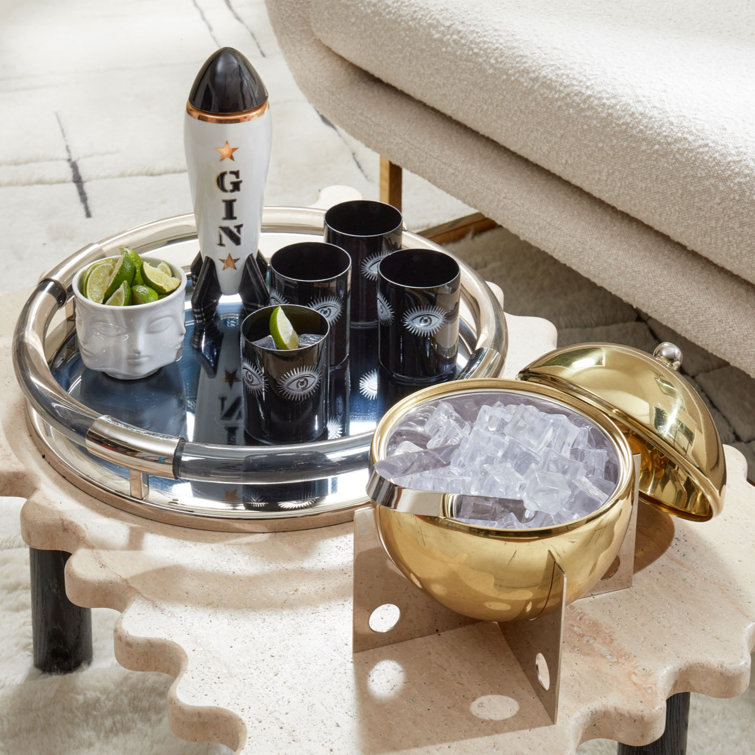 Gold and Silver Spherical Insulated Ice Bucket with Stand