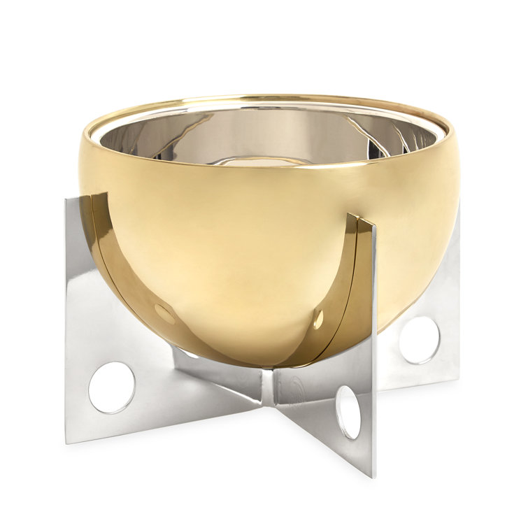 Gold and Silver Spherical Insulated Ice Bucket with Stand