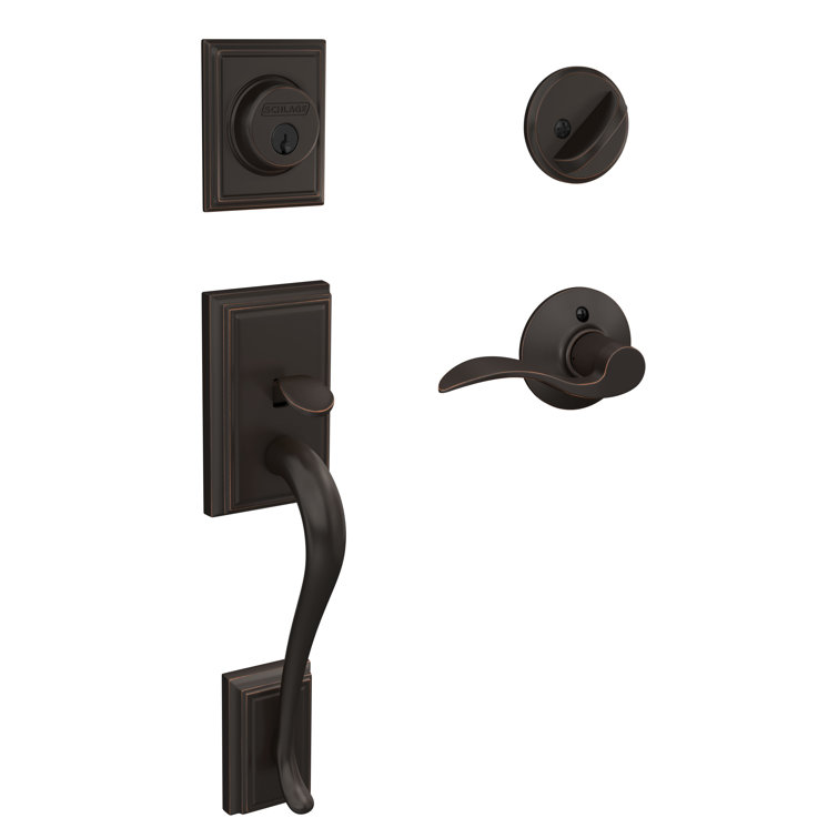 Matte Black Single Cylinder Handleset with Lever and Deadbolt