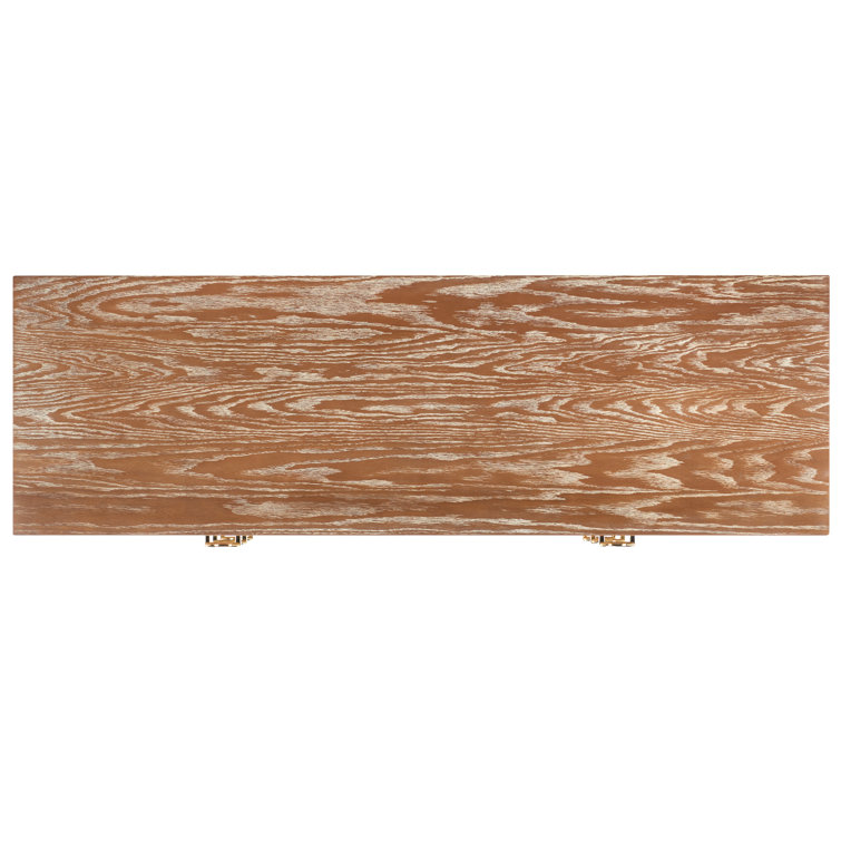 Rustic Oak 6-Drawer Transitional Dresser with Brass Hardware