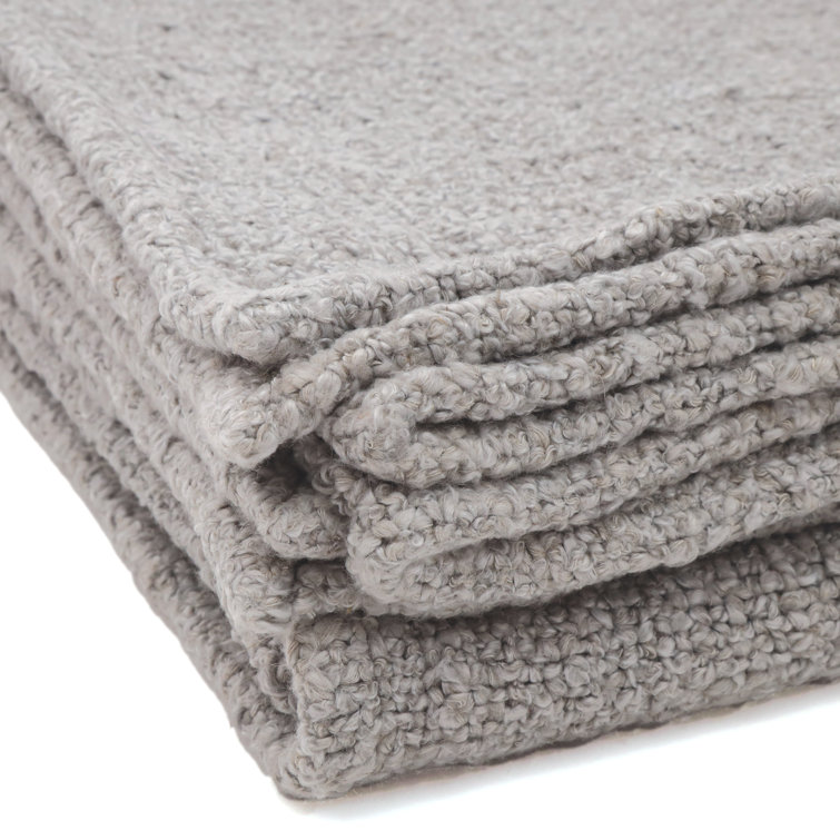 Gray Boucle Minimalist Machine Washable Throw Blanket