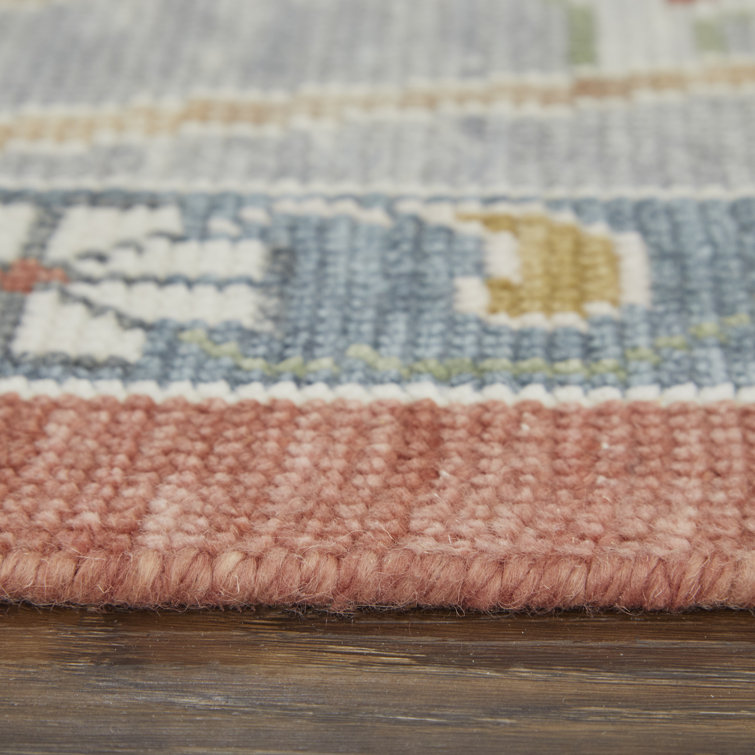 Karina Hand-Knotted Wool Floral Rug in Red and Gray