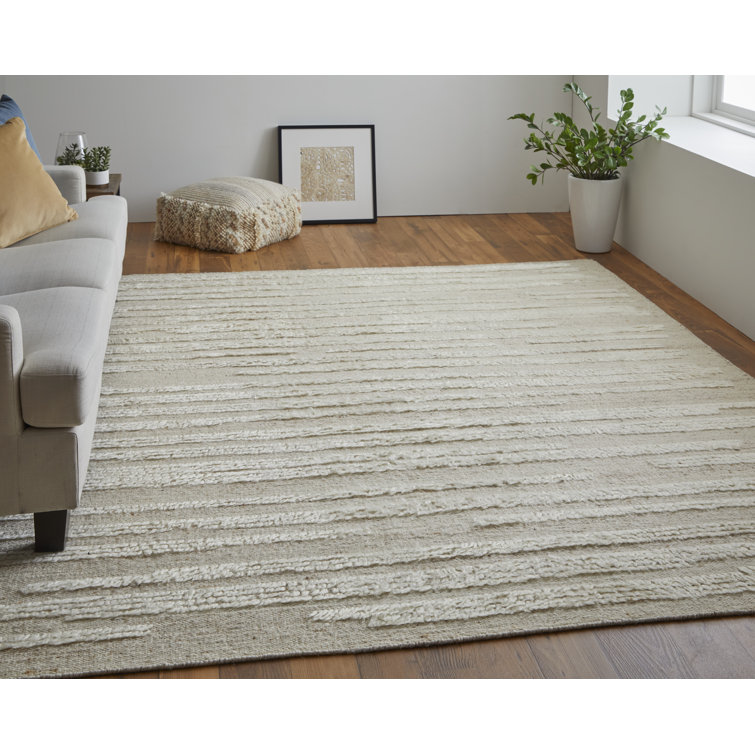 Ashby 2' x 3' White and Tan Wool Area Rug