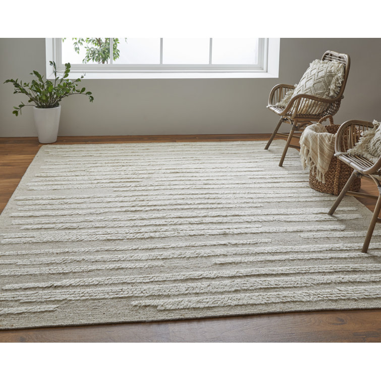 Ashby 2' x 3' White and Tan Wool Area Rug
