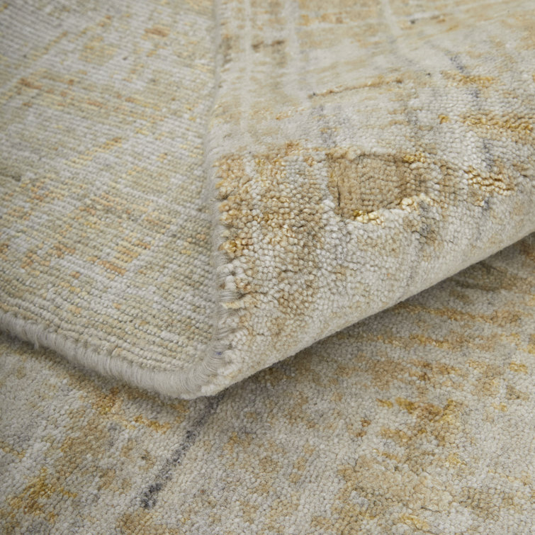 Eastfield Ivory and Gold Abstract Wool Viscose Area Rug 4' x 6'