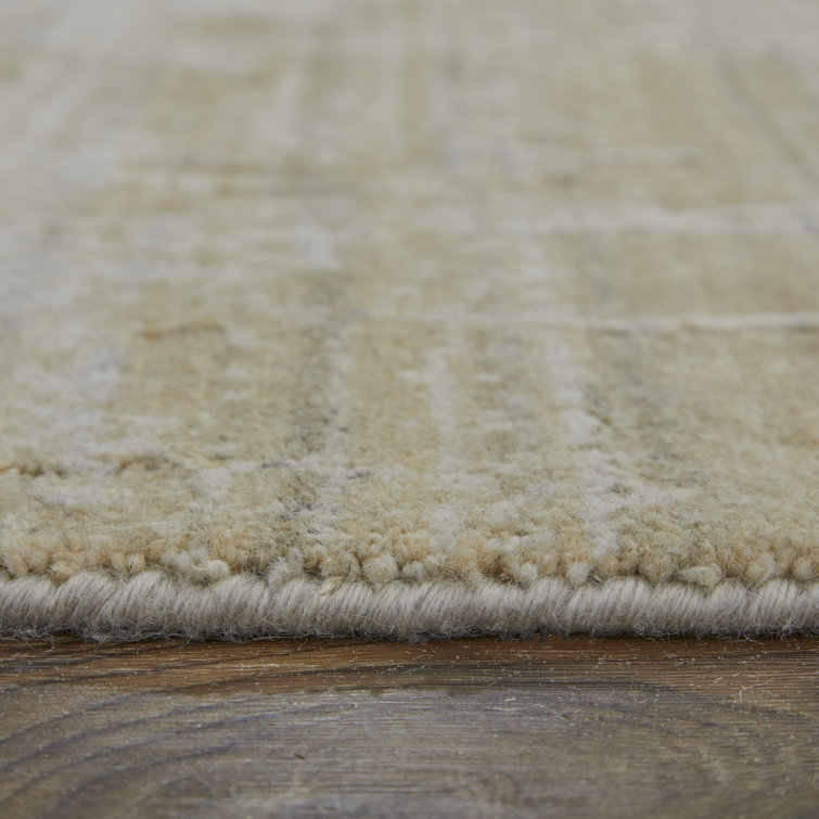 Eastfield Ivory and Gold Abstract Wool Viscose Area Rug 4' x 6'