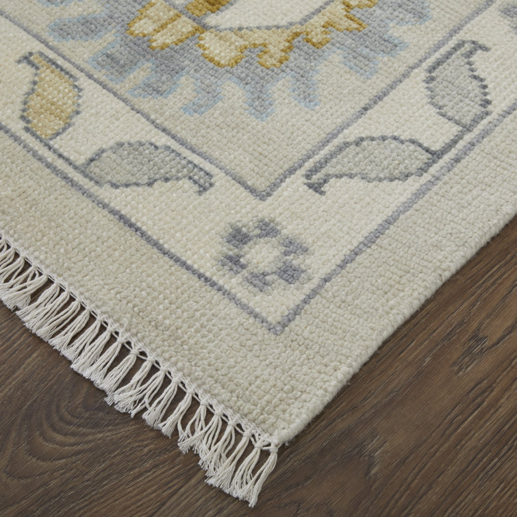 Karina Blue and Ivory Hand-Knotted Wool Area Rug