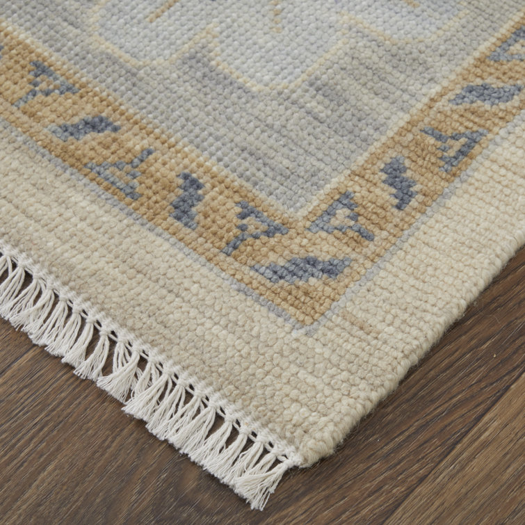 Karina Hand Knotted Blue and Beige Wool Area Rug