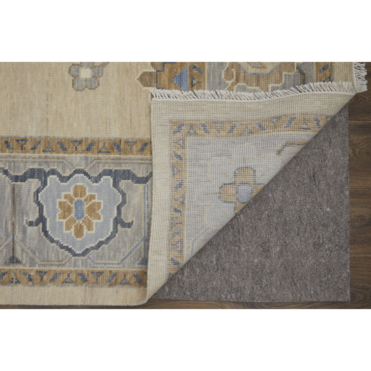 Karina Hand Knotted Blue and Beige Wool Area Rug