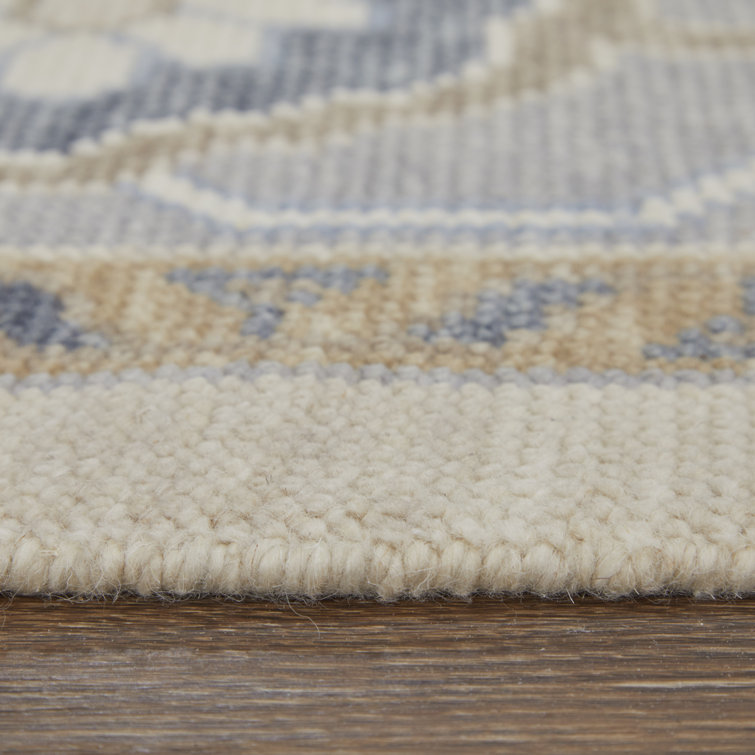 Karina Hand Knotted Blue and Beige Wool Area Rug