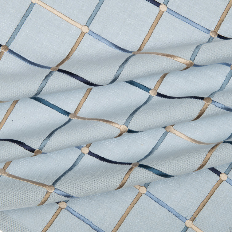 Blue and Ivory Embroidered Cotton Blend Square Throw Pillow