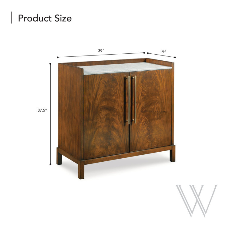 Mahogany and Carrara Marble Top Bar Cabinet