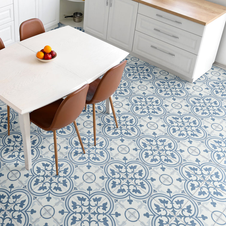 Arte 10" x 10" Blue and White Porcelain Patterned Tile