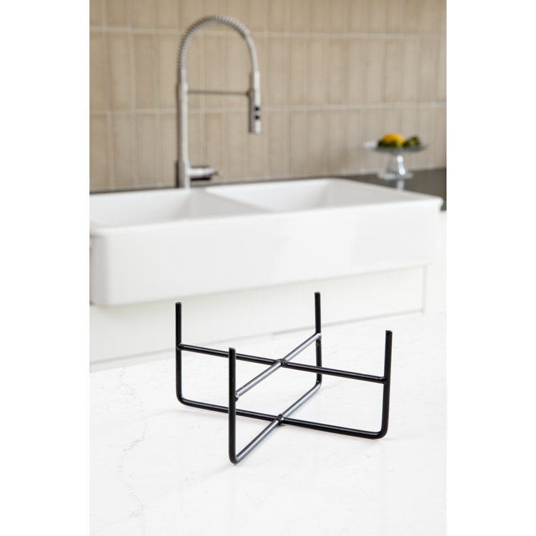 Small Matte Black Iron Elevated Dog Bowl Stand