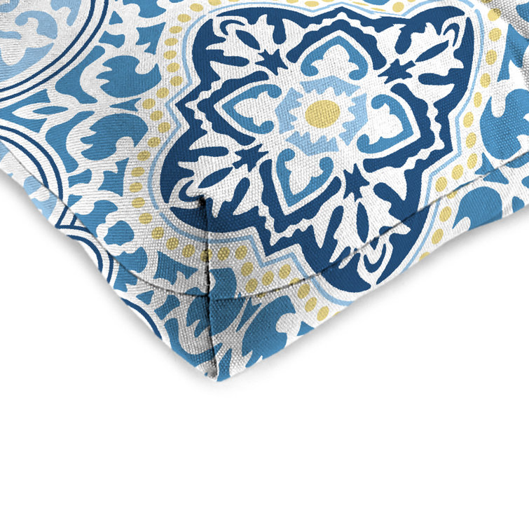 Turquoise Tufted 19" Outdoor Wicker Seat Cushions Set of 2