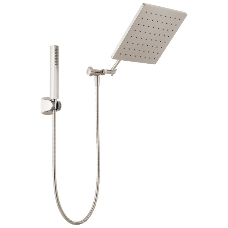 10-inch Spotshield Brushed Nickel Raincan Shower Head Combo