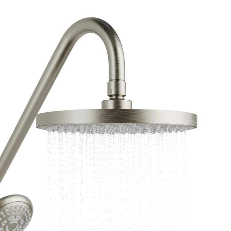 Brushed Nickel Adjustable Rain Shower System with Handheld