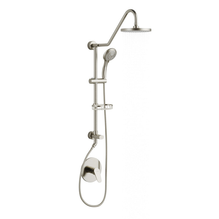 Brushed Nickel Adjustable Rain Shower System with Handheld