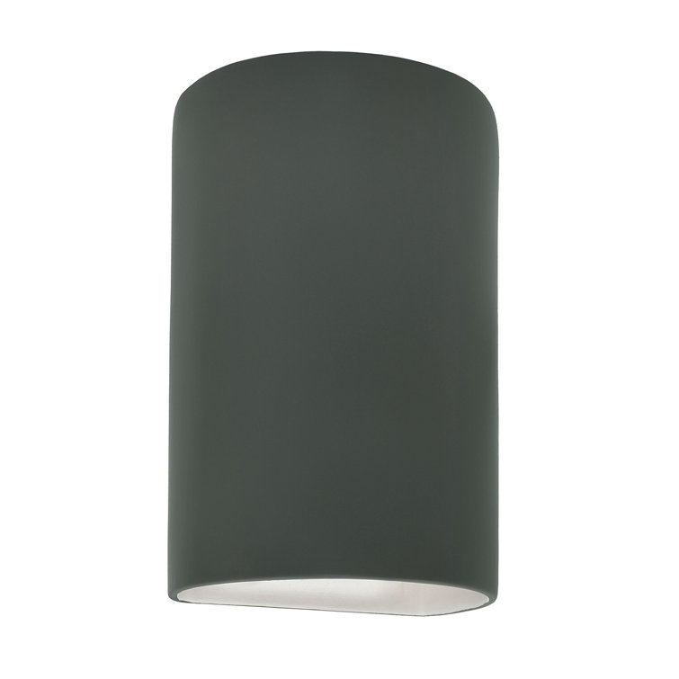 Pewter Green Ceramic Cylinder Wall Sconce