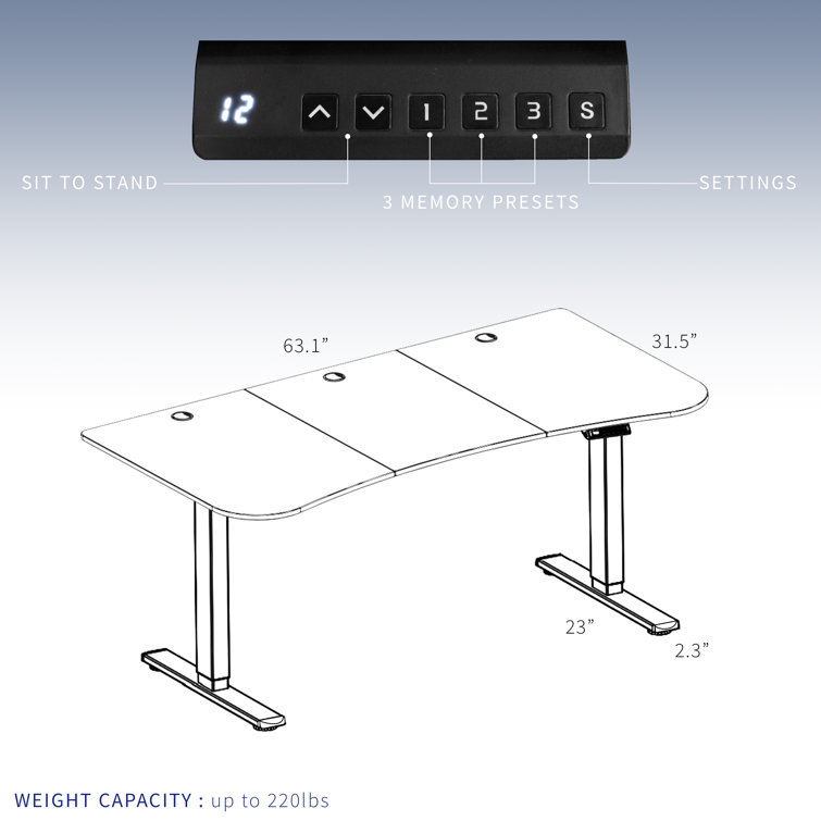 Elevate 63" Light Wood Electric Adjustable Desk with White Frame