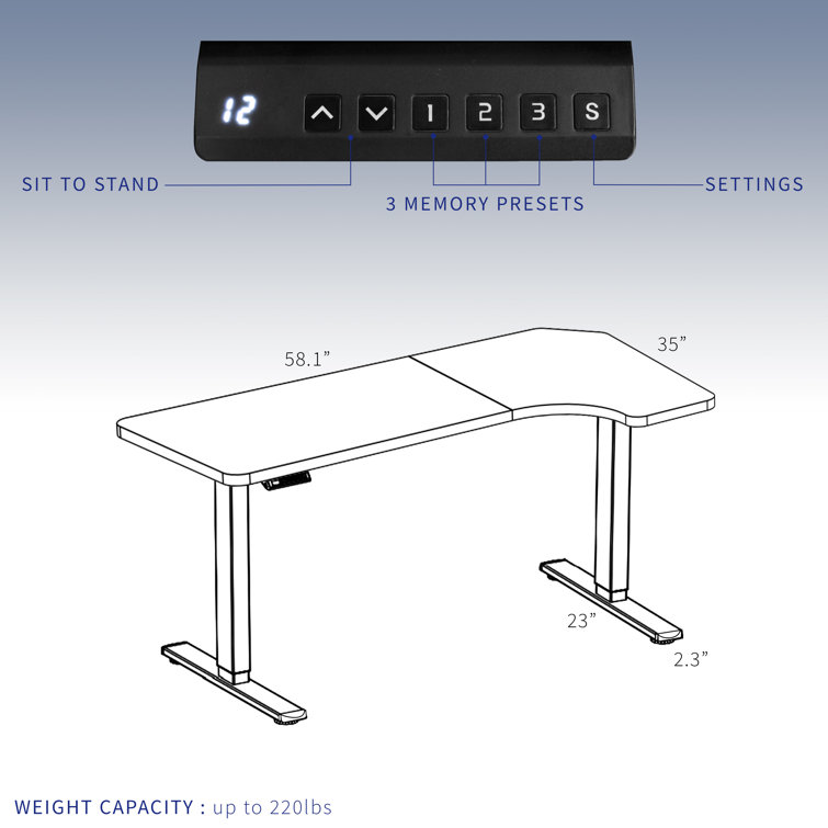 ErgoFlex Black 58" Electric Dual Motor Adjustable Standing Desk