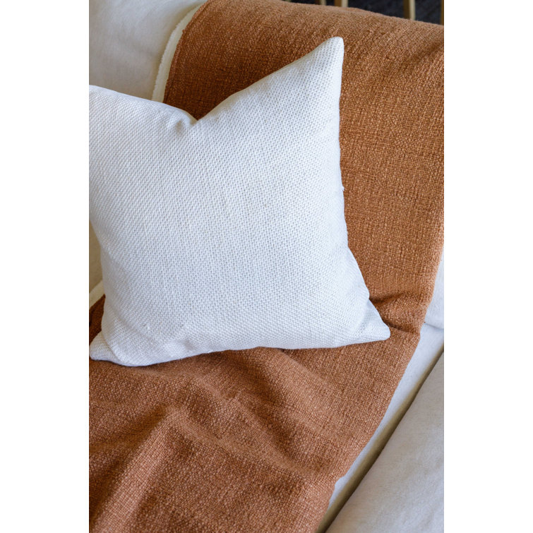 Cream 20" x 20" Linen Woven Throw Pillow