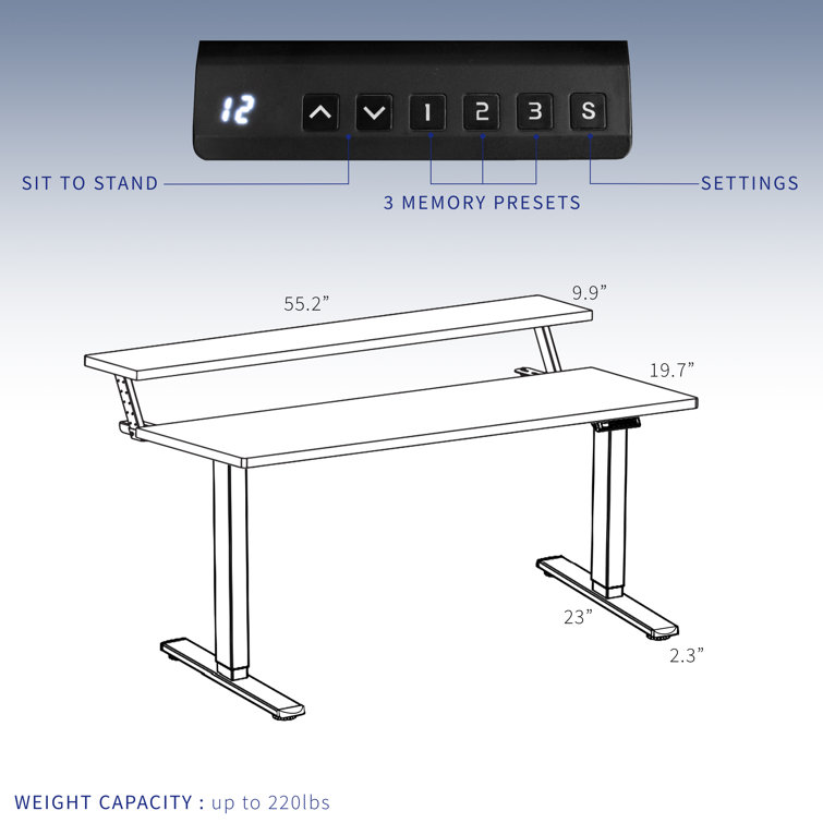Black 55" Electric Dual Motor Adjustable Standing Desk