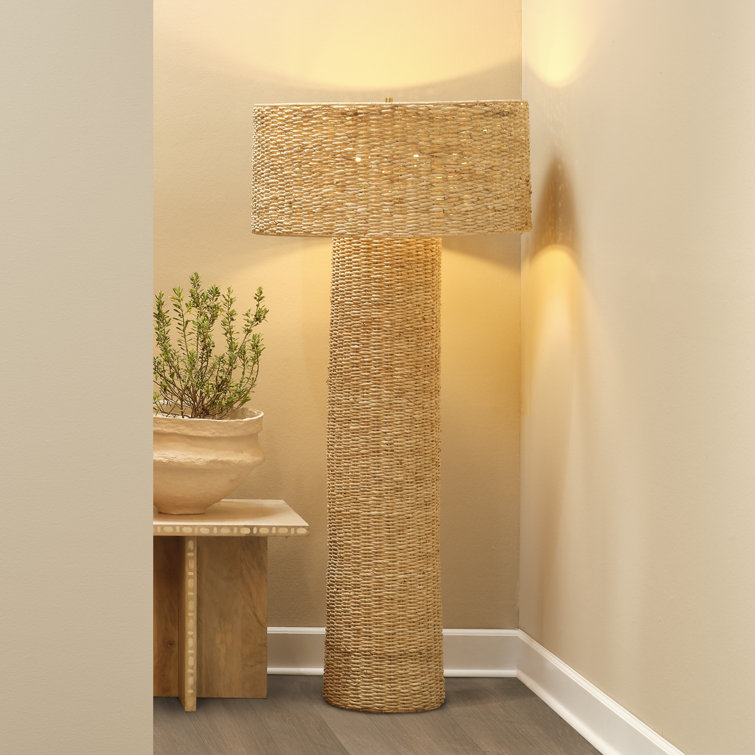 Natural Rattan Adjustable Floor Lamp with Woven Shade