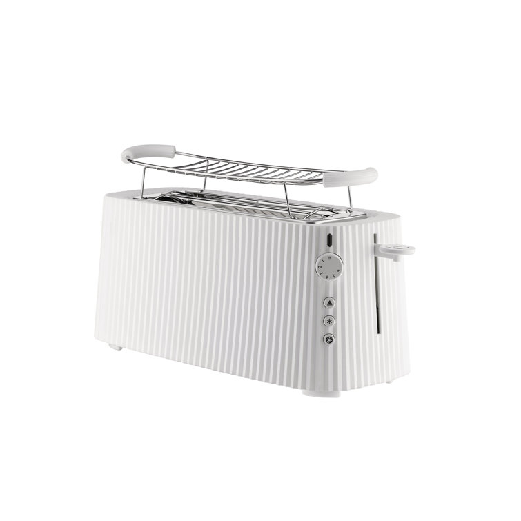White Stainless Steel 4-Slice Toaster with Crumb Tray