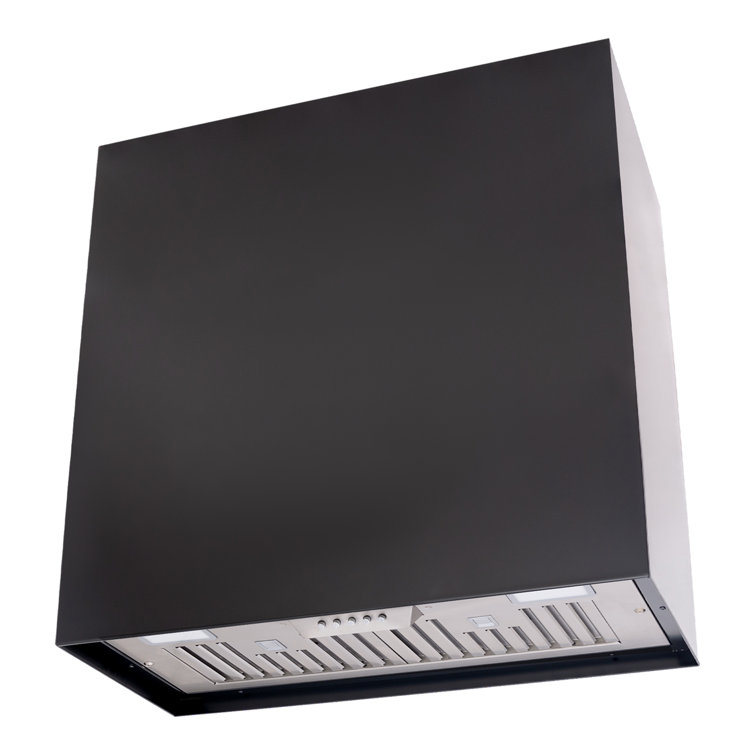 Jet Black Stainless Steel Wall Mounted Range Hood with Charcoal Filter