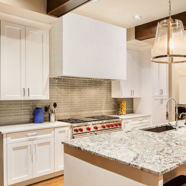 White Stainless Steel 36" Wall Mounted Range Hood with Charcoal Filter