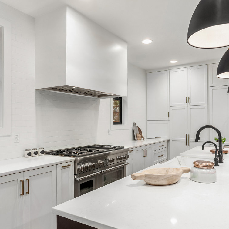 White Stainless Steel 36" Wall Mounted Range Hood with Charcoal Filter