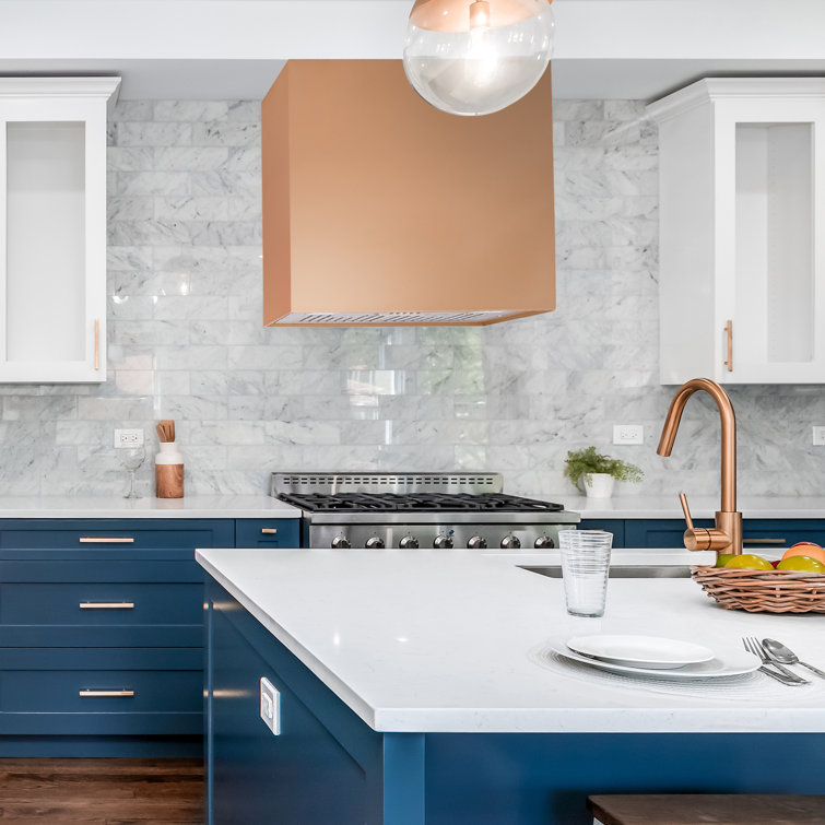 Copper 36-Inch Wall-Mounted Range Hood with Charcoal Filter