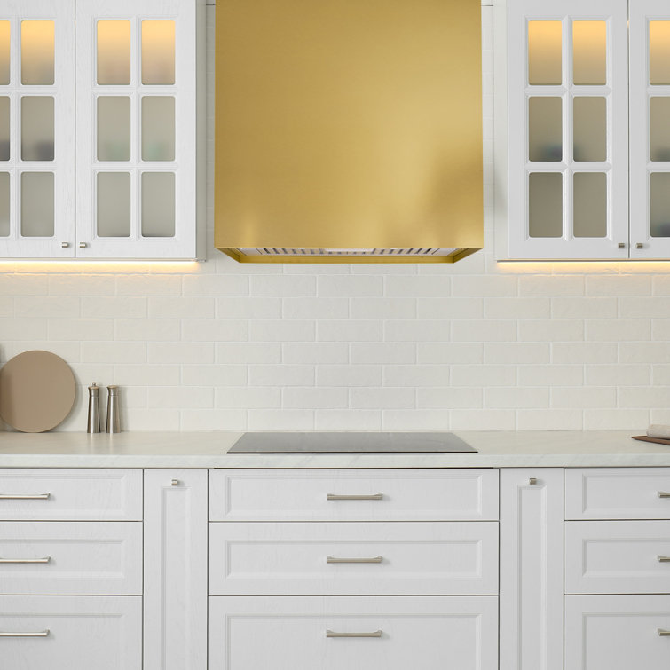 Matte Gold Stainless Steel Wall Mounted Range Hood with Charcoal Filter