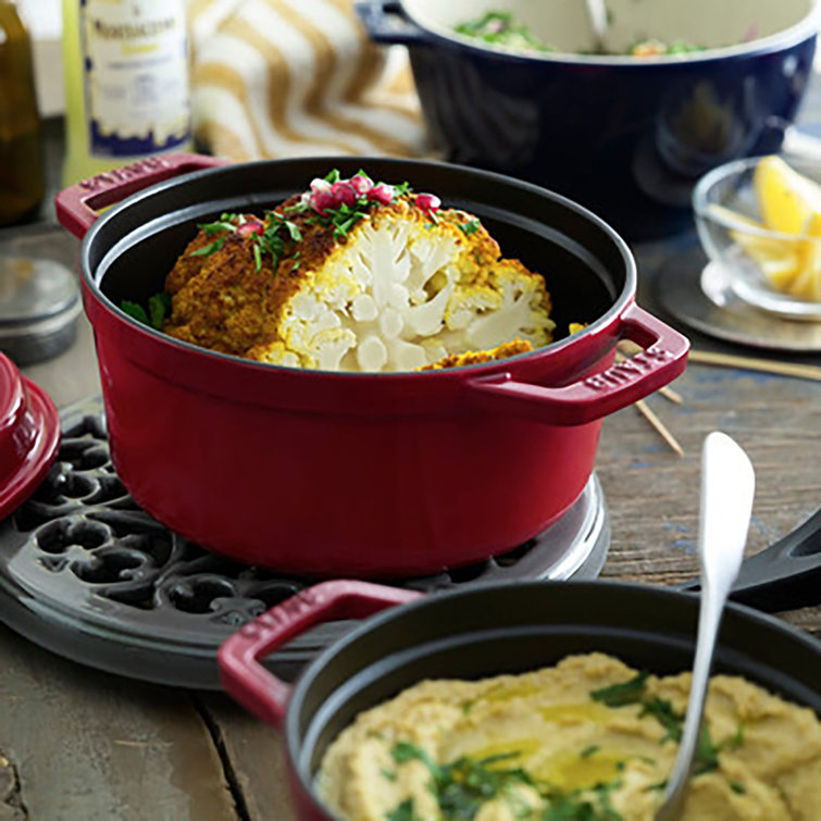 Cherry Red Cast Iron 3.5-Qt Braiser with Glass Lid