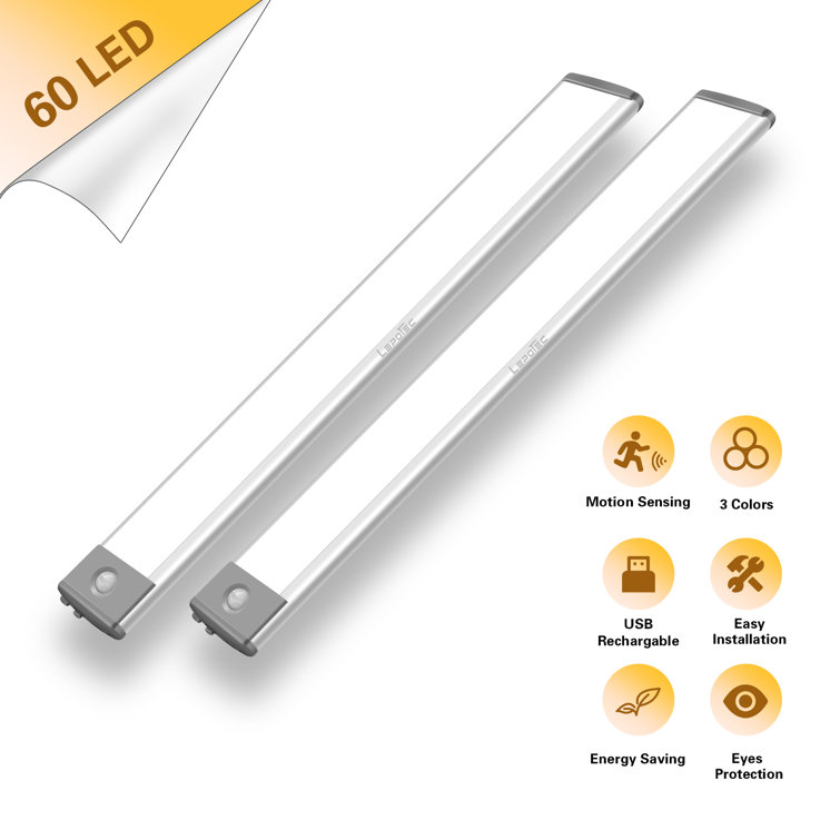 LEPOTEC 13.3 Inch 60 LED Wireless Motion Sensor Cabinet Light
