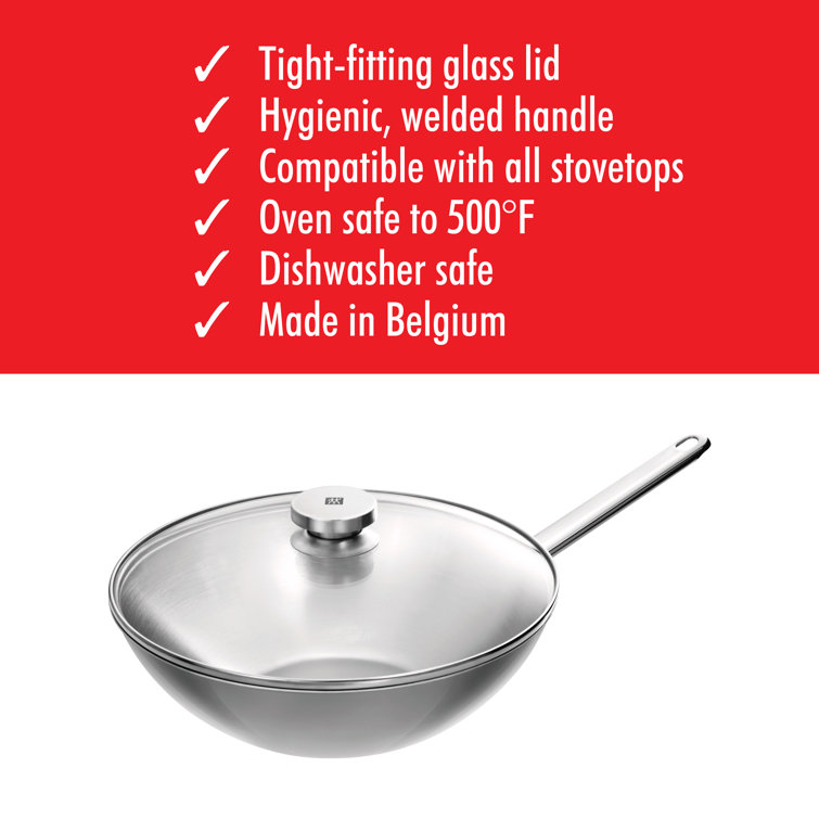 Plus 12" Stainless Steel Non-Stick Wok with Lid