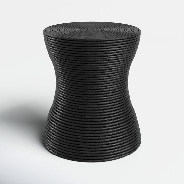 Bohemian Black Round Wood & Metal Drum Side Table