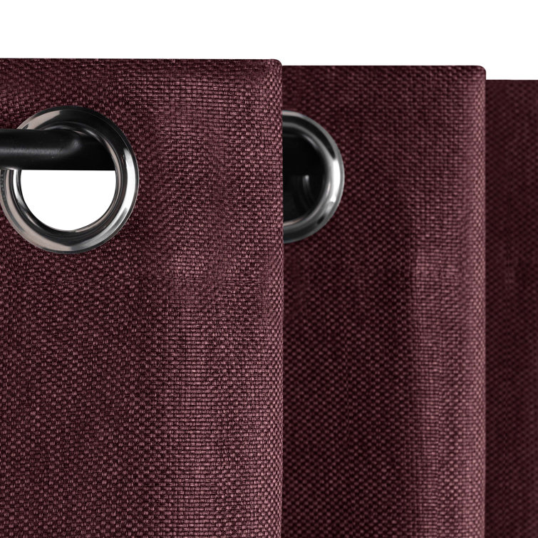 Mulberry Polyester Textured Room Darkening Curtain Panels, Set of 2