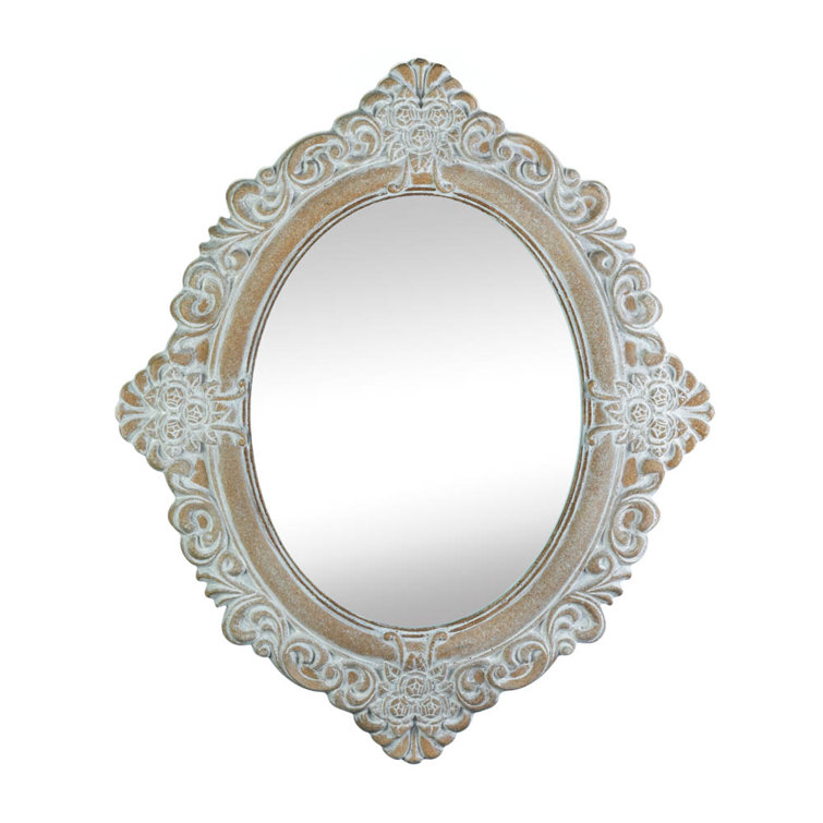 Elegant Amelia Taupe Oval Wood Wall Mirror, 20"x24"