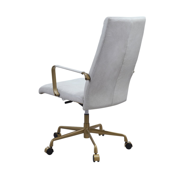 Ergonomic High Back Swivel Office Chair in Vintage White Leather