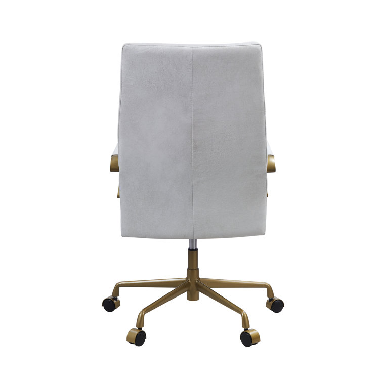 Ergonomic High Back Swivel Office Chair in Vintage White Leather