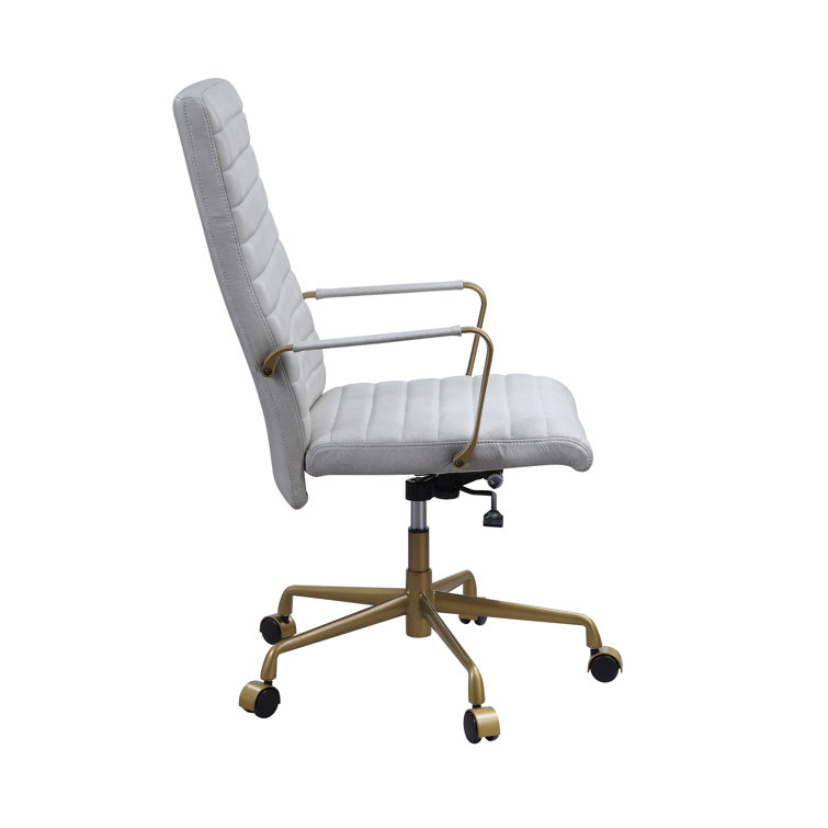 Ergonomic High Back Swivel Office Chair in Vintage White Leather