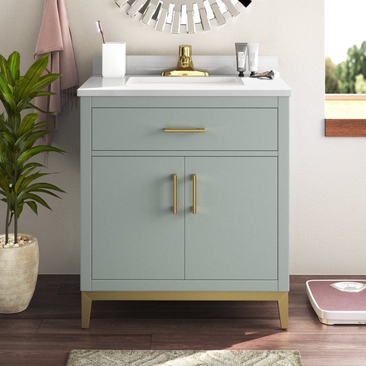 Sage Green 30" Single Sink Vanity with Marble Top