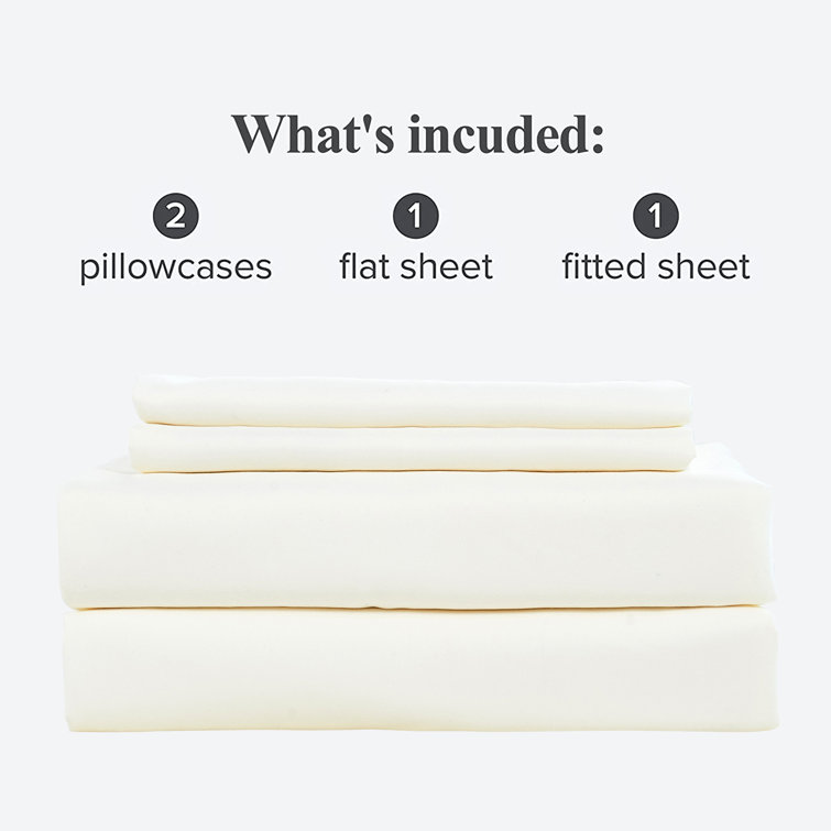 Ivory Embroidered Microfiber Full Bed Sheet Set