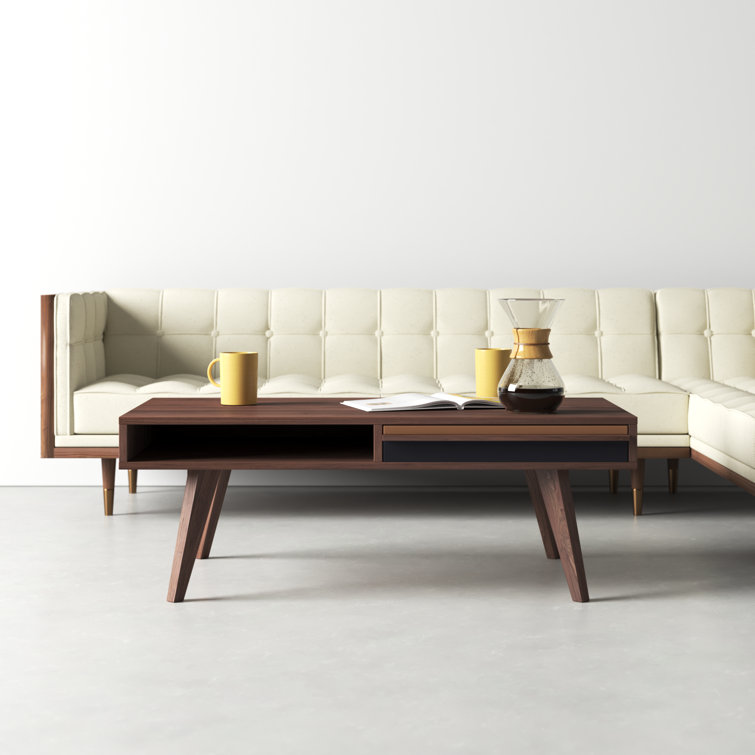 Bliss Mid Century Modern Sheesham Wood Coffee Table with Storage