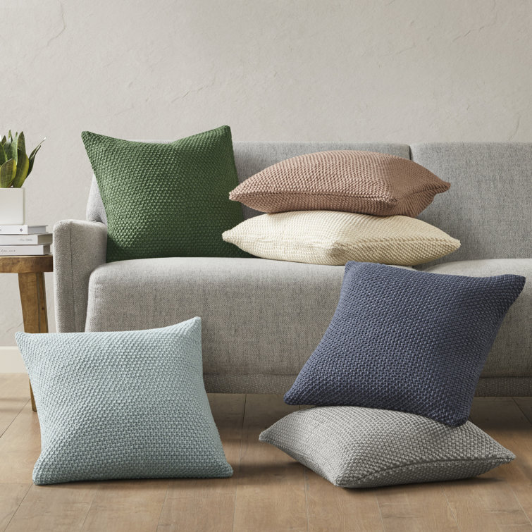 Ivory Knit Cotton Euro Square Pillow Cover
